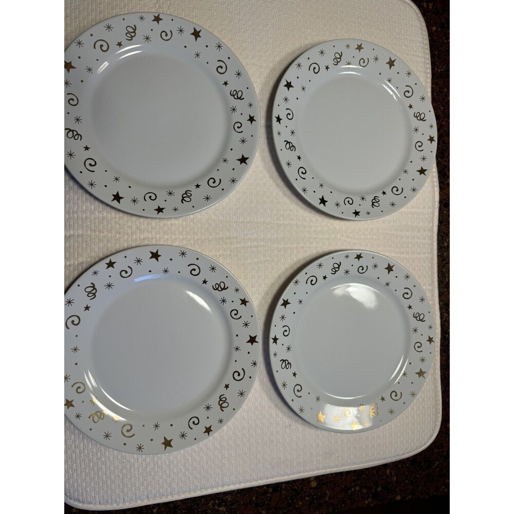Pampered Chef  8" Dessert Plates Set‎ of 4 Celebration Pattern From 1996 Retired